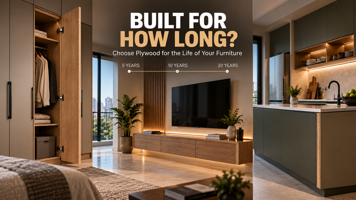 Premium plywood furniture designed for long-term use, showing how plywood selection depends on furniture lifespan, application, moisture exposure and daily usage.