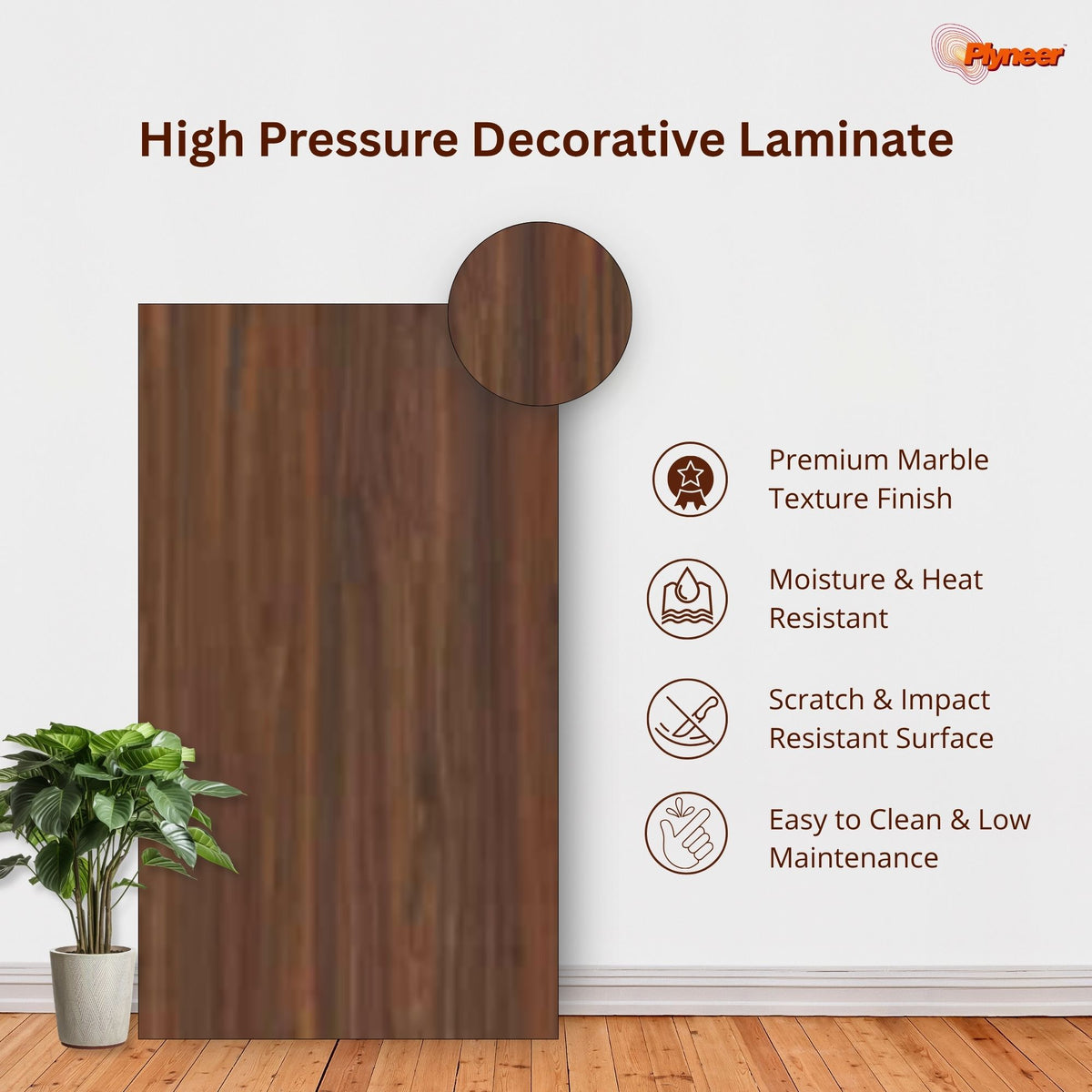 Plyneer Wood Laminate 5139 SF Rosewood Oak – Elegant Rich Brown Wood Grain Look