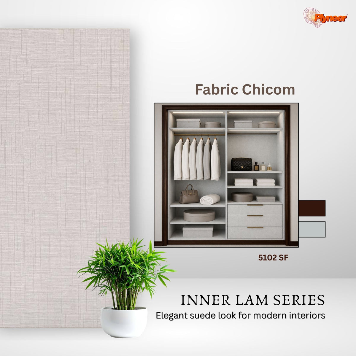 Plyneer Fabric Laminate 5102 SF Light Brown Cambric – Elegant Woven Fabric Look