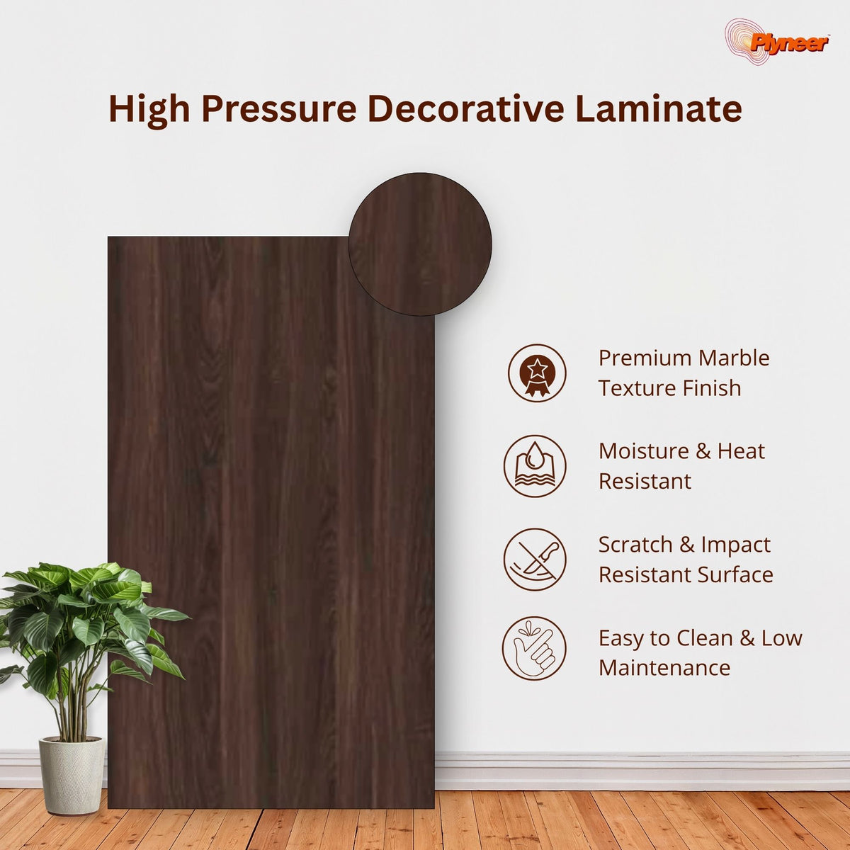 Plyneer Wood Laminate 5150 SF Meso Oak – Elegant Deep Brown Wood Grain Look