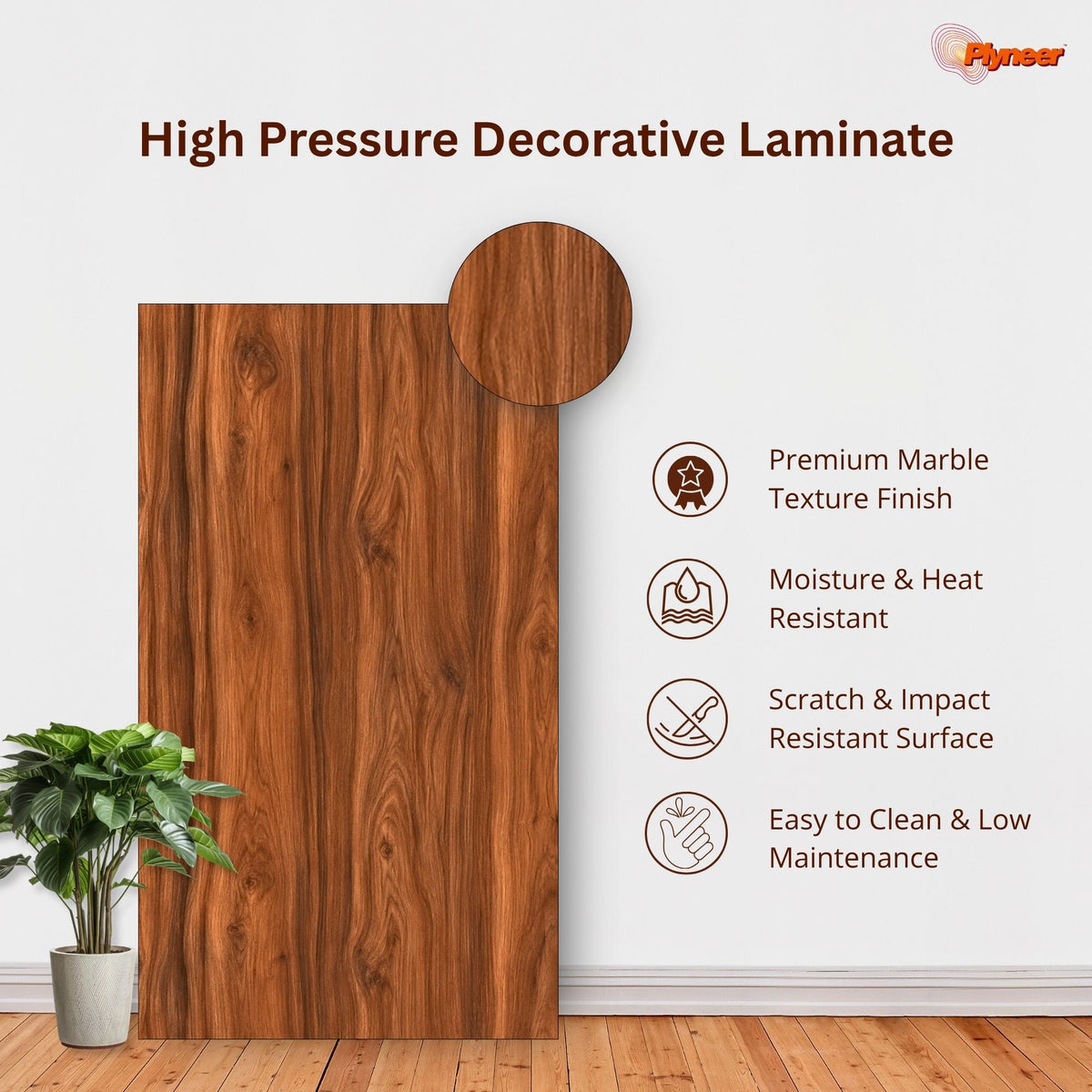 Plyneer Wood Laminate 5146 SF Denver Walnut – Elegant Warm Walnut Wood Grain Look