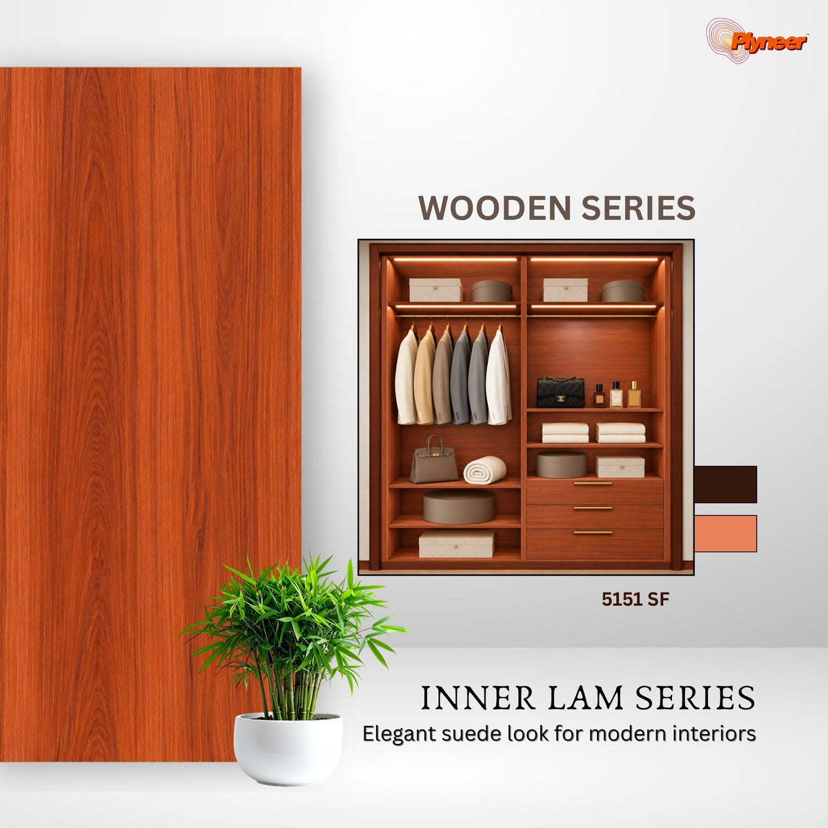 Plyneer Wood Laminate 5151 SF Red Oak Grain – Elegant Reddish-Brown Wood Look