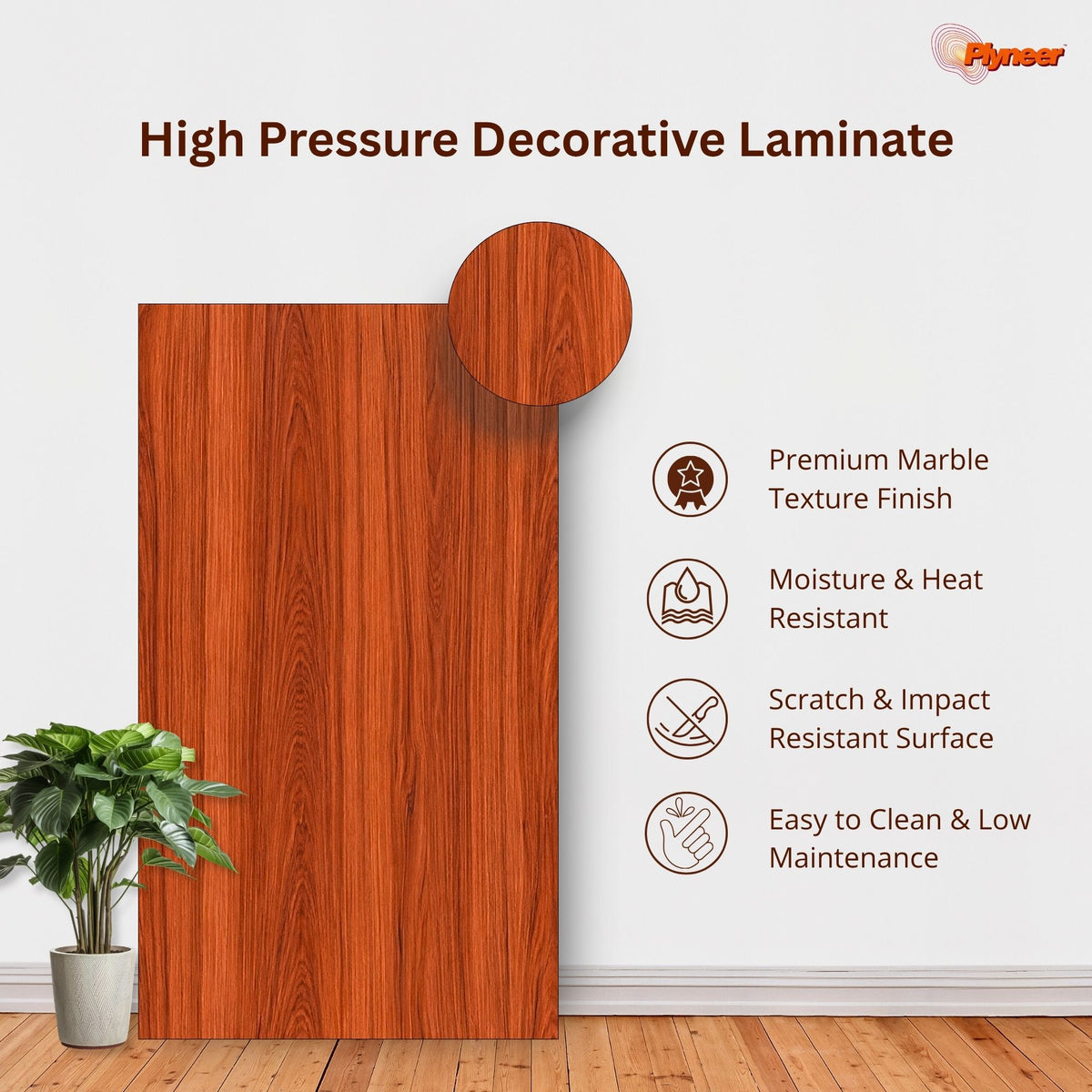 Plyneer Wood Laminate 5151 SF Red Oak Grain – Elegant Reddish-Brown Wood Look