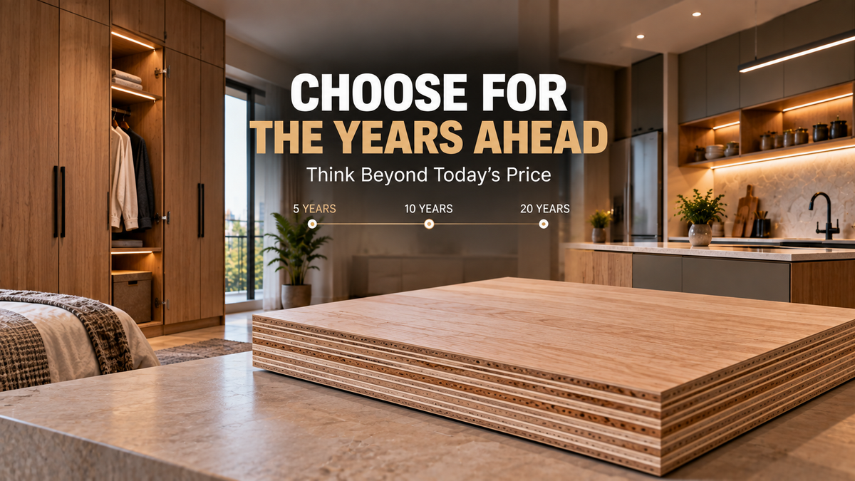 Long-lasting modern furniture made with appropriately selected plywood for wardrobes, kitchens and storage based on application and expected lifespan.
