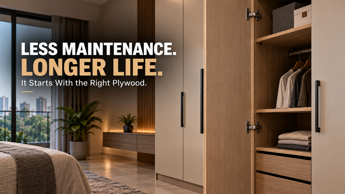 Durable plywood furniture with strong hinges, stable shelves and moisture-resistant cabinetry designed to reduce long-term furniture maintenance.