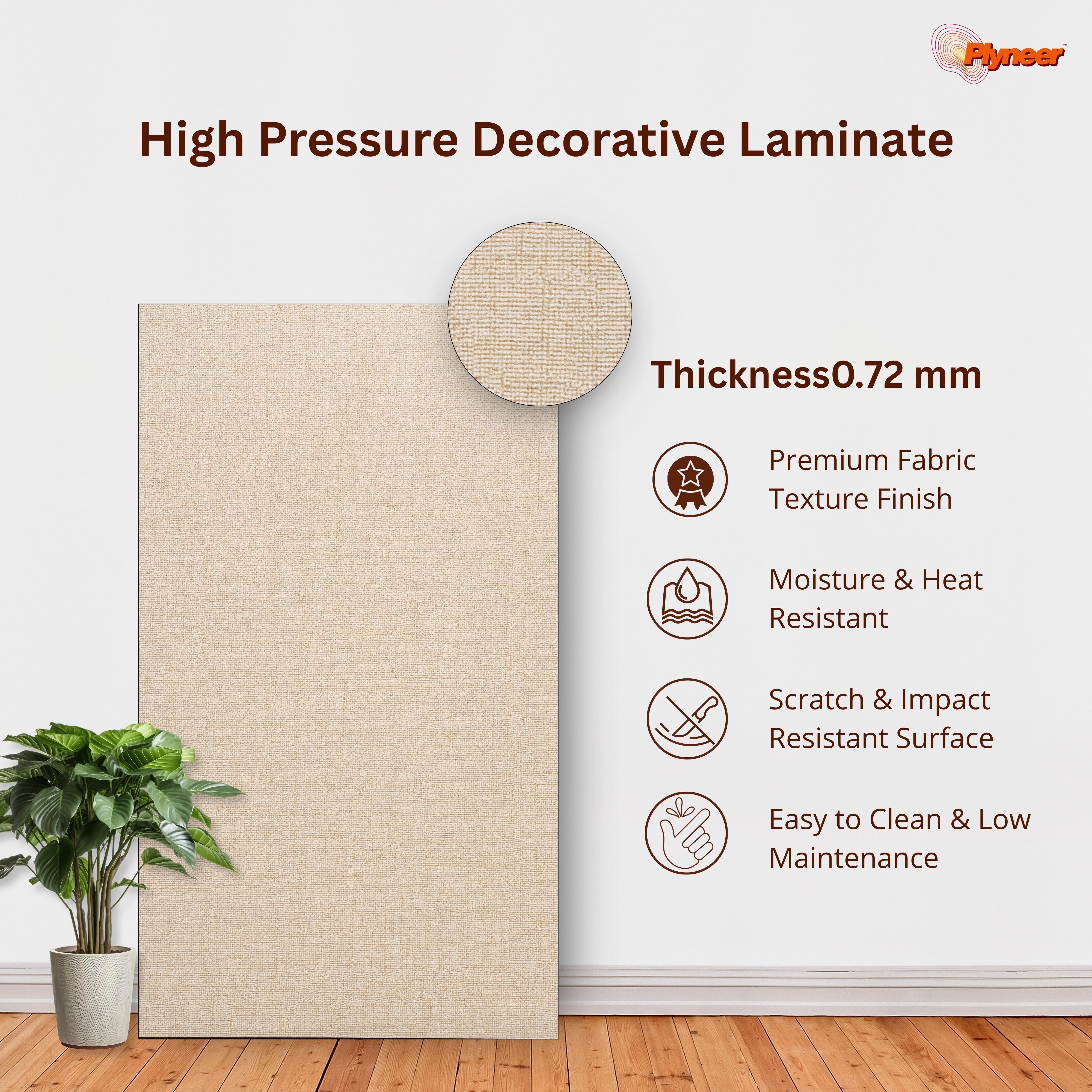 Plyneers Fabric Laminate 2633 SF Linen Fabric Brown