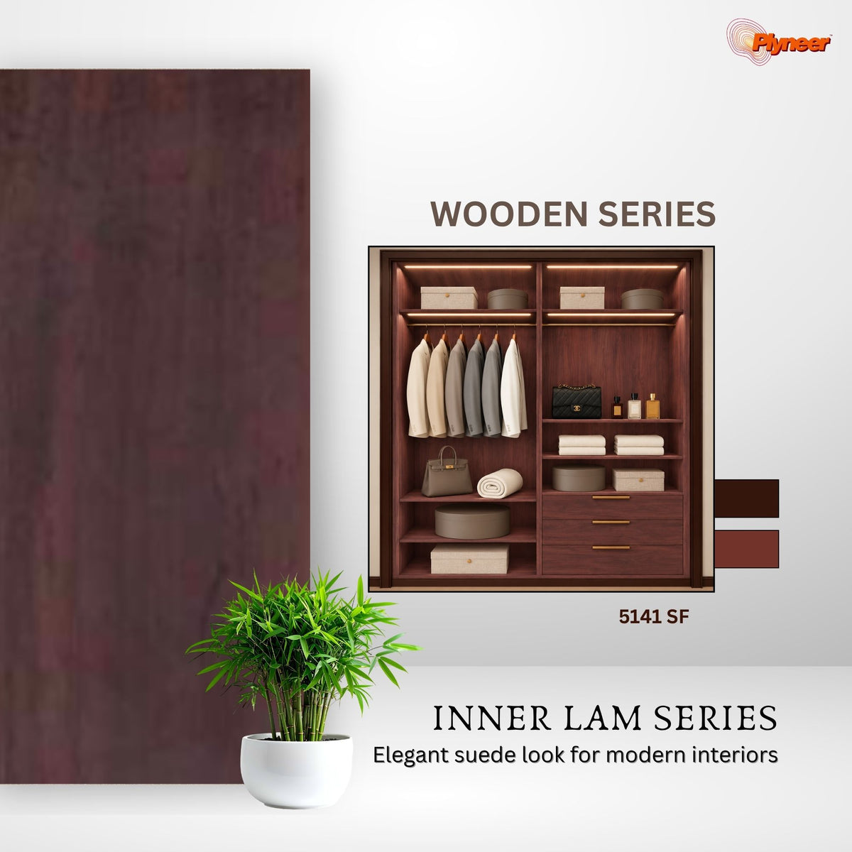 Plyneer Wood Laminate 5141 SF Hentic Walnut – Elegant Deep Walnut Brown Look