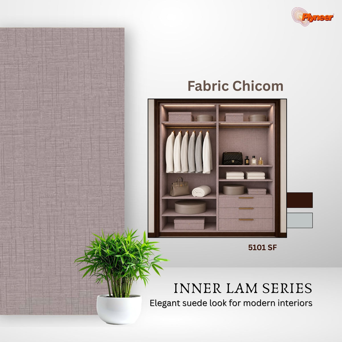 Plyneer Fabric Laminate 5101 SF Brown Cambric – Elegant Woven Fabric Look