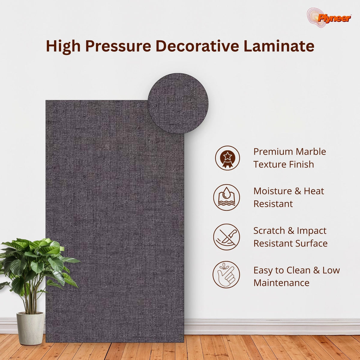 Plyneer Fabric Laminate 5106 SF Amethyst – Elegant Charcoal-Purple Woven Look