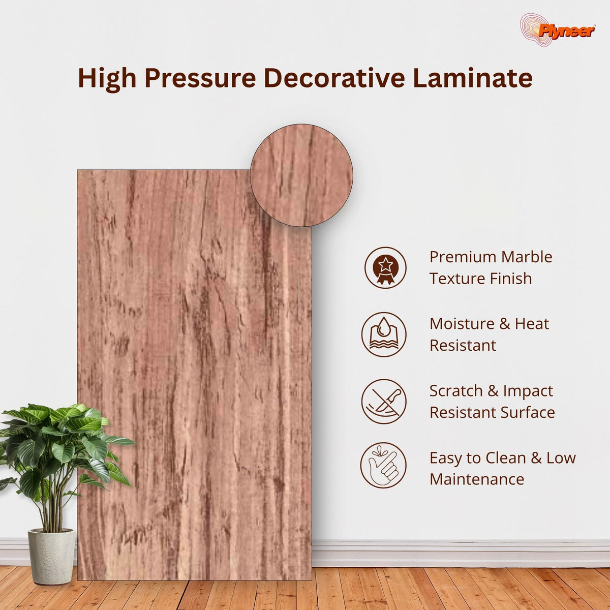 Plyneer Wood Laminate 5138 SF Elm Timber – Elegant Warm Brown Wood Grain Look