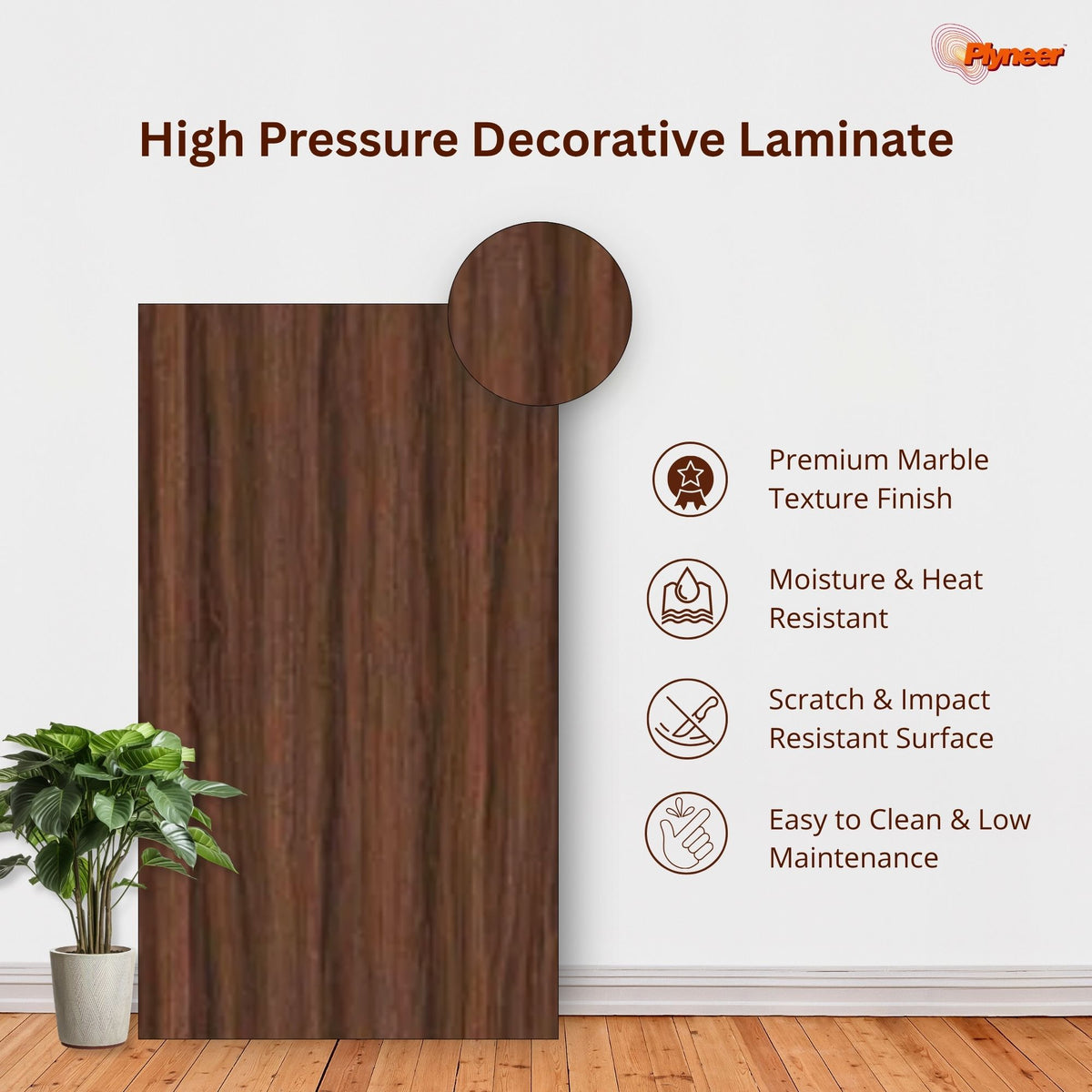 Plyneer Wood Laminate 5148 SF Pale Brown Oak – Elegant Warm Brown Wood Grain Look