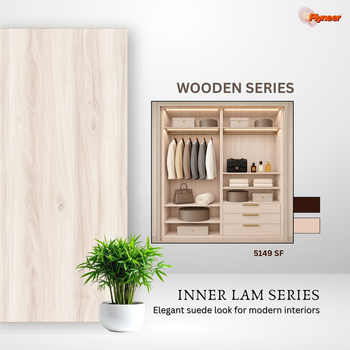 Plyneer Wood Laminate 5149 SF Nutwood White – Elegant Ivory Wood Grain Look
