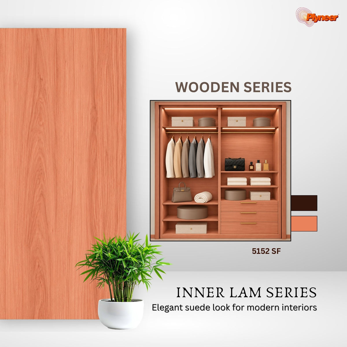 Plyneer Wood Laminate 5152 SF Brazil Timber – Elegant Warm Reddish-Brown Wood Look