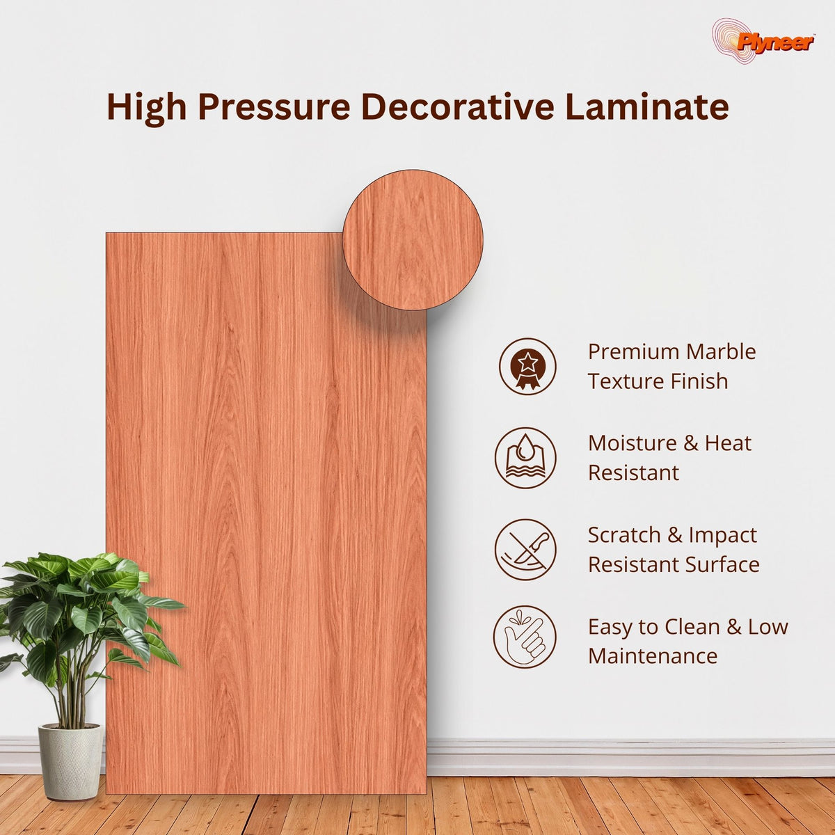 Plyneer Wood Laminate 5152 SF Brazil Timber – Elegant Warm Reddish-Brown Wood Look